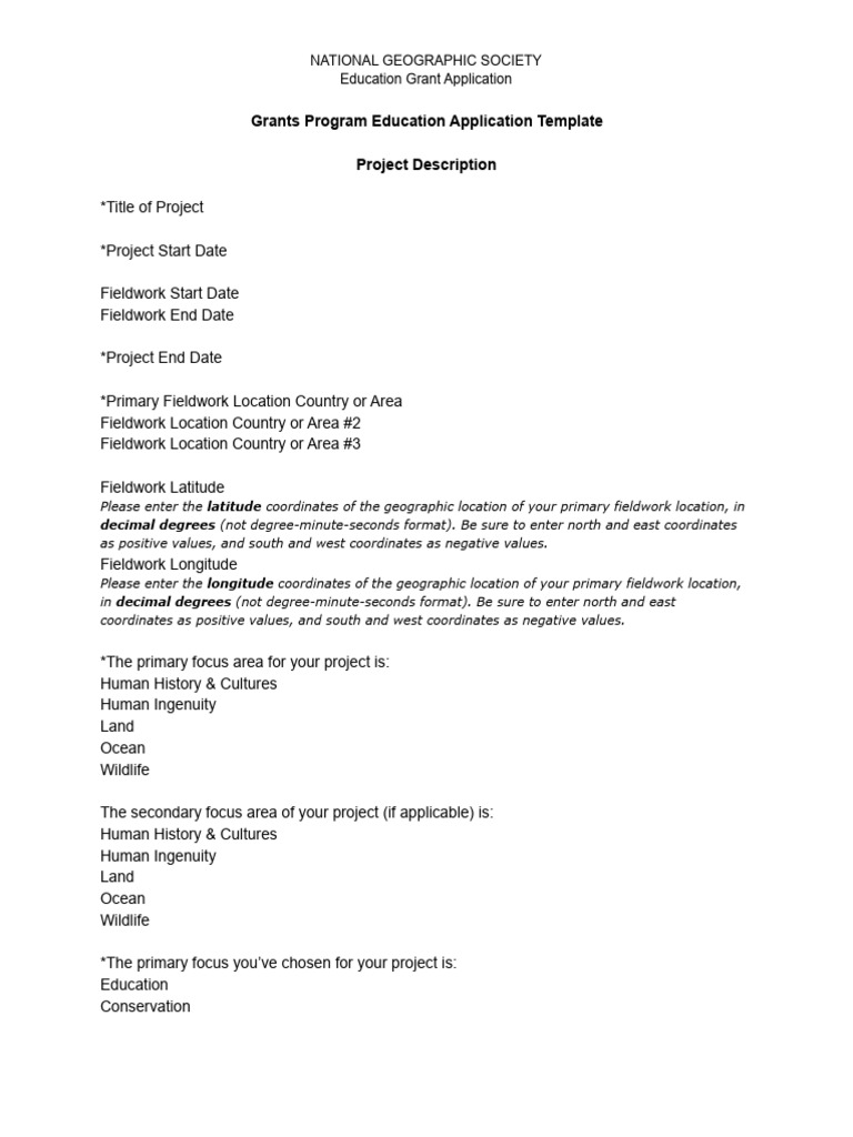 Grants Program Education Application Sample | PDF | Office Of Foreign ...