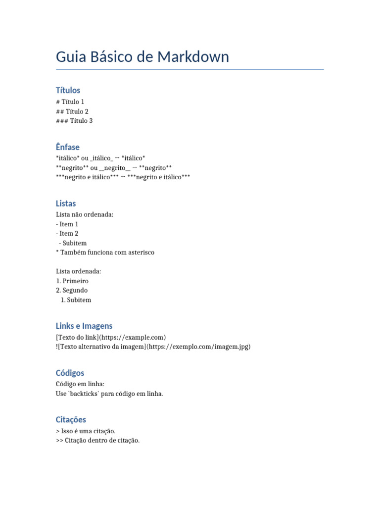 Guia Prático de Markdown Básico | PDF