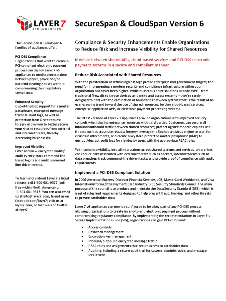 SecureSpan & CloudSpan Version 6 | PDF | Payment Card Industry Data ...