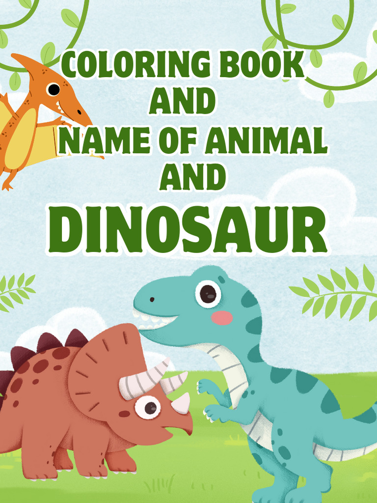 Colorful Illustrative Playful Childish Dinosaur Cover A4 Document | PDF