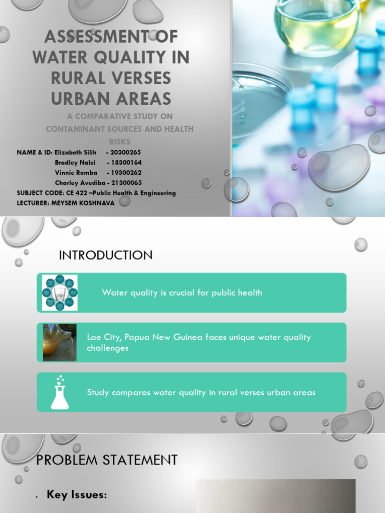 Assessment of Water Quality in Rural Verses Urban Areas | PDF | Water ...