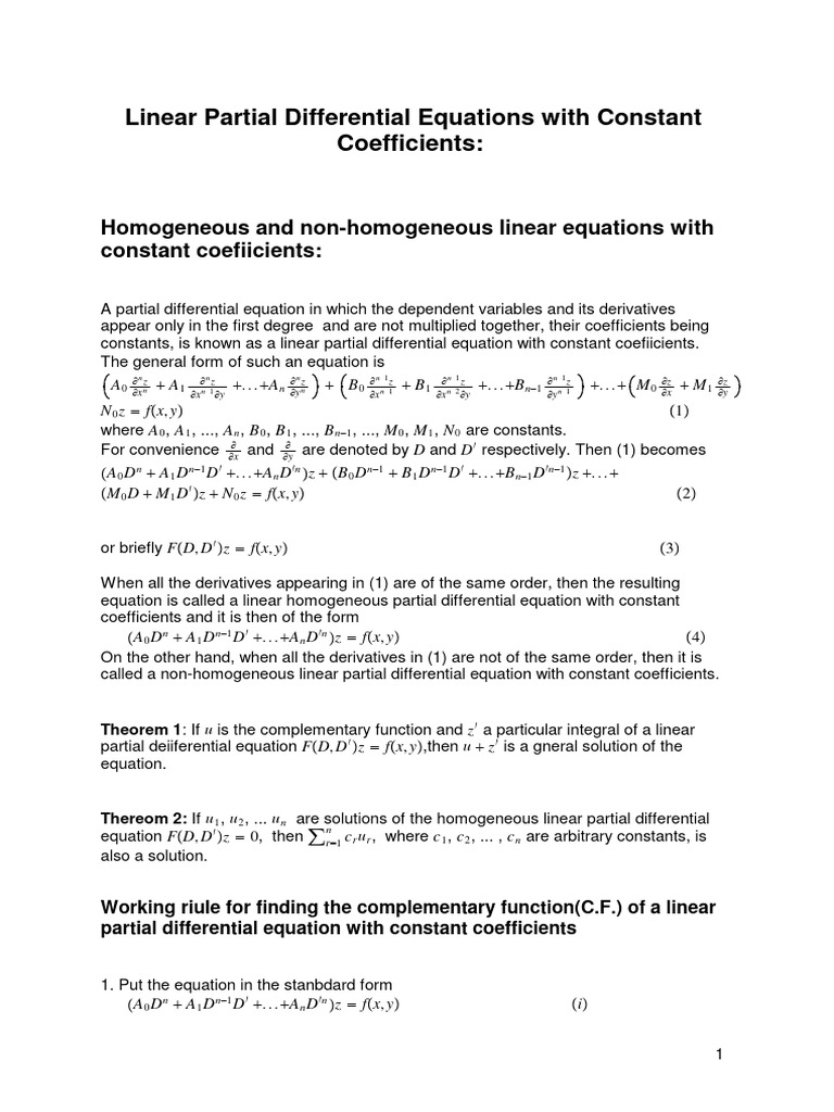 Linear PDEs with Constant Coefficients | PDF | Algebra | Mathematics