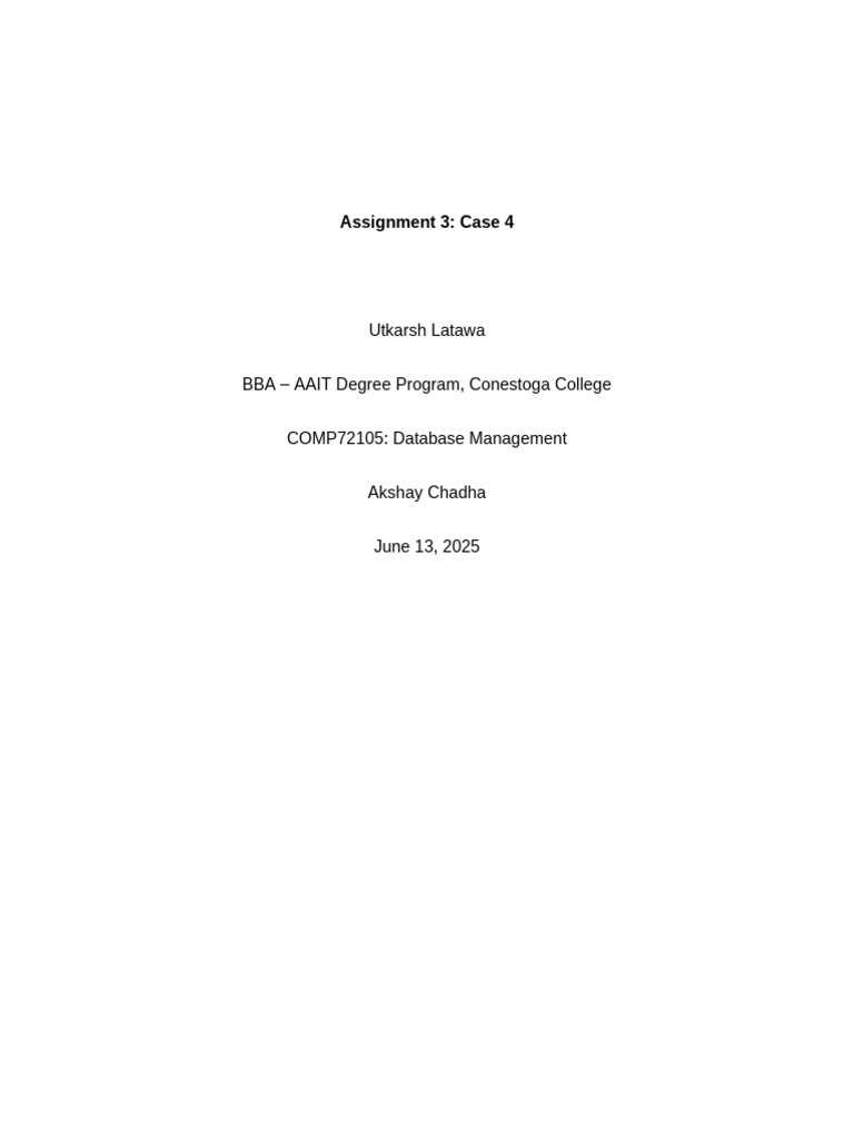 Database Management Case Study Analysis | PDF
