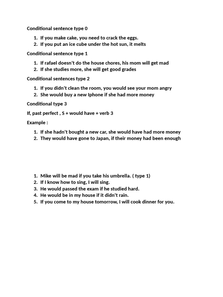 Conditional Sentence Type 0 | PDF