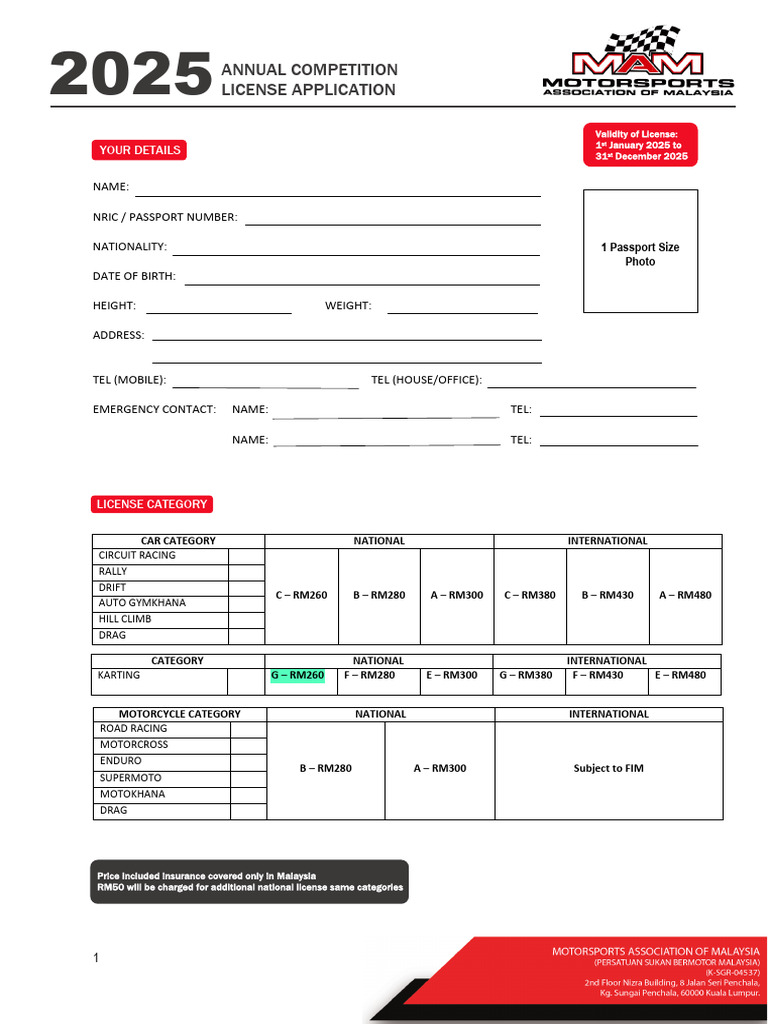 Competition License Application Form | PDF | Indemnity