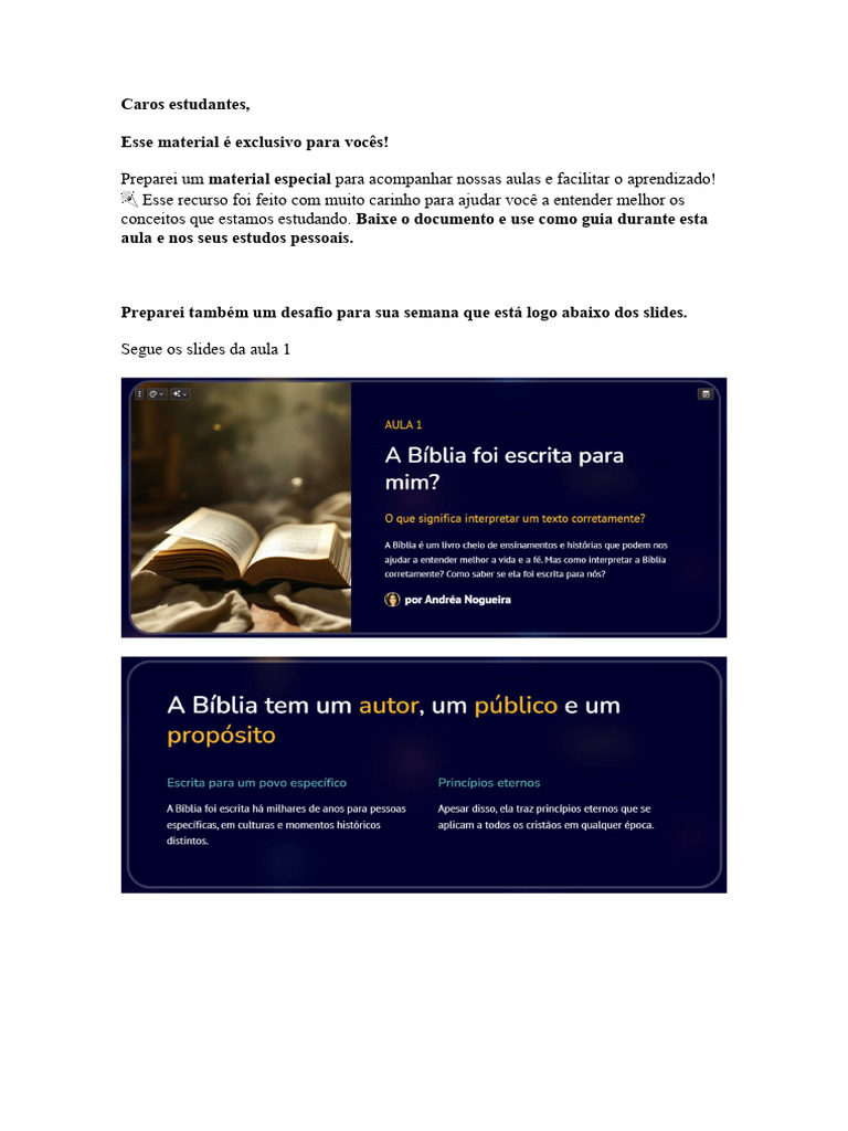Material Exclusivo - Aula 1 | PDF | Bíblia | Jesus