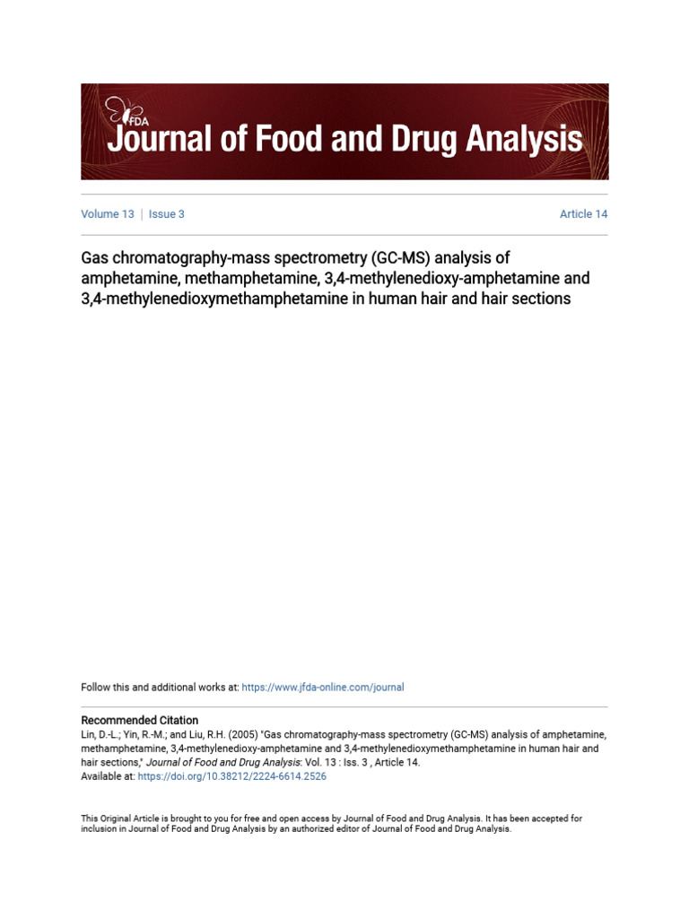 GC-MS Analysis of Amphetamines in Hair | PDF | Detection Limit | Mdma