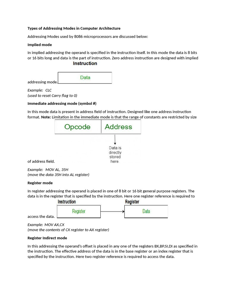Types of Addressing Modes in Computer Architecture | PDF | Computer ...