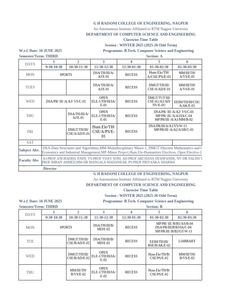 CSE Winter 2025 Class Timetable | PDF | Computing | Computer Science