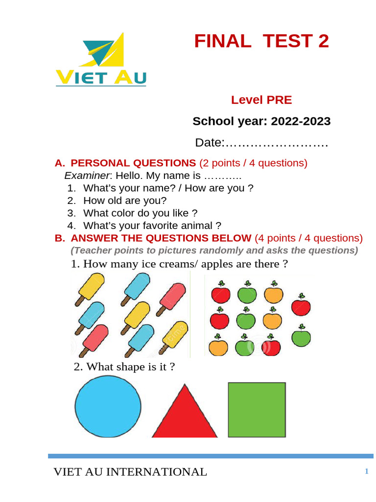 Final Test 2 Speaking Pre | PDF