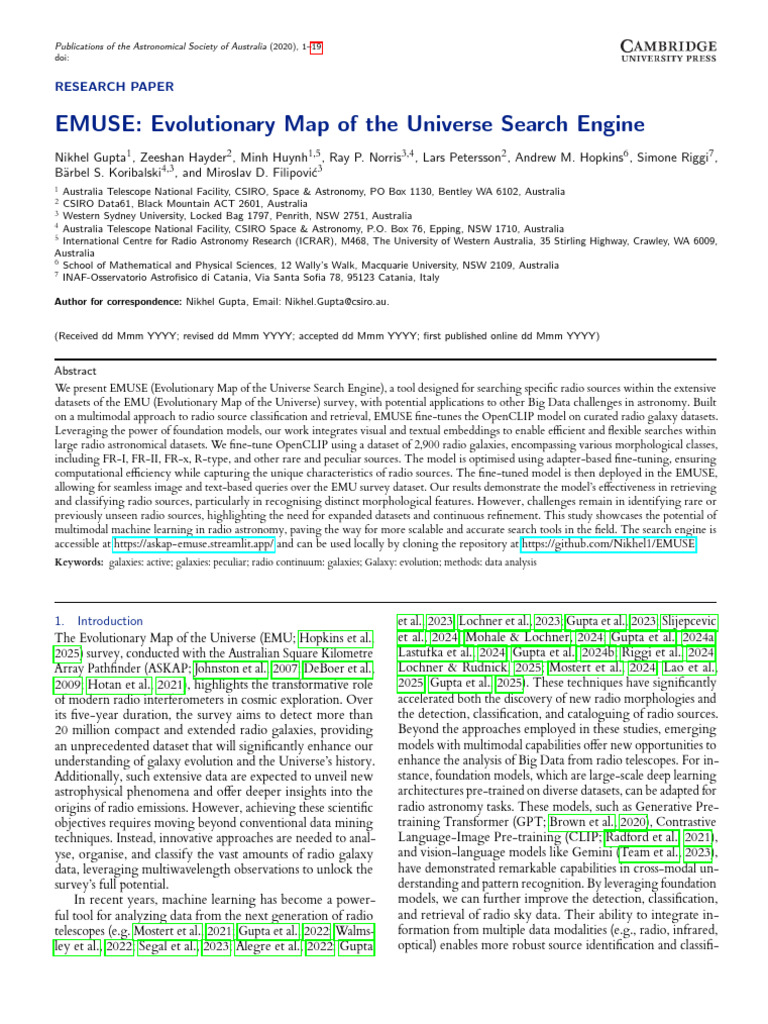 EMUSE: Evolutionary Map of The Universe Search Engine | PDF | Astronomy ...