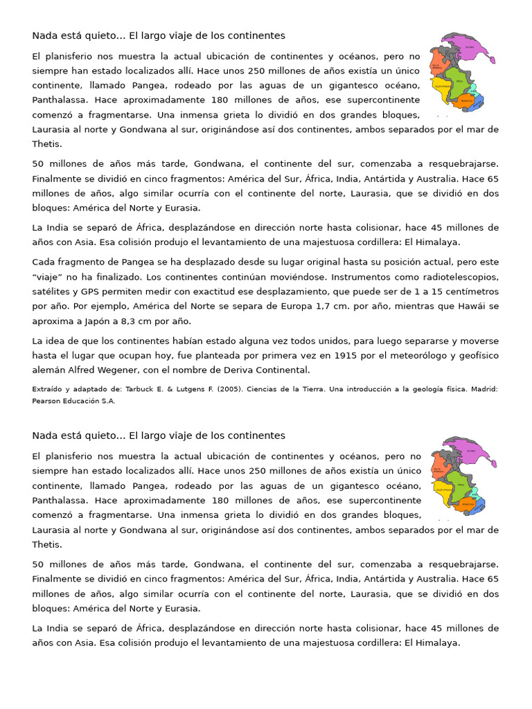 El viaje de los continentes en la Tierra | PDF | Continente | Ciencias ...