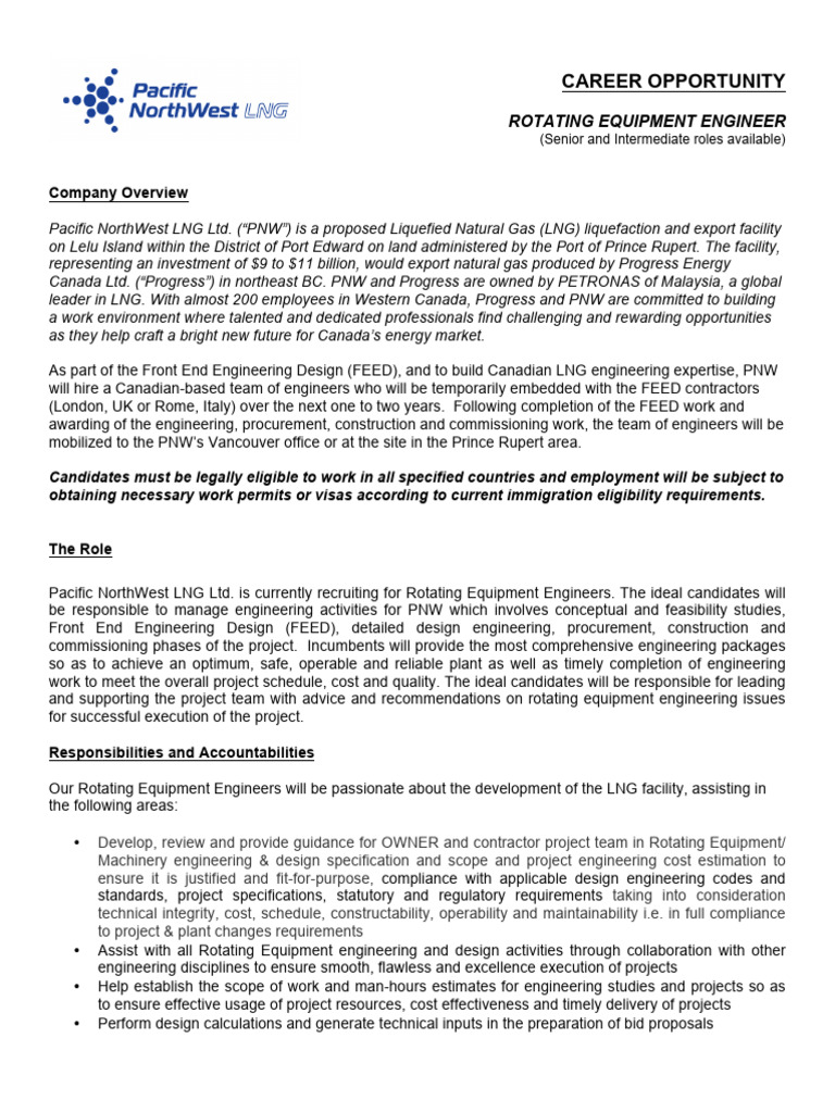 Rotating Equipment Engineer Positions | PDF | Liquefied Natural Gas ...