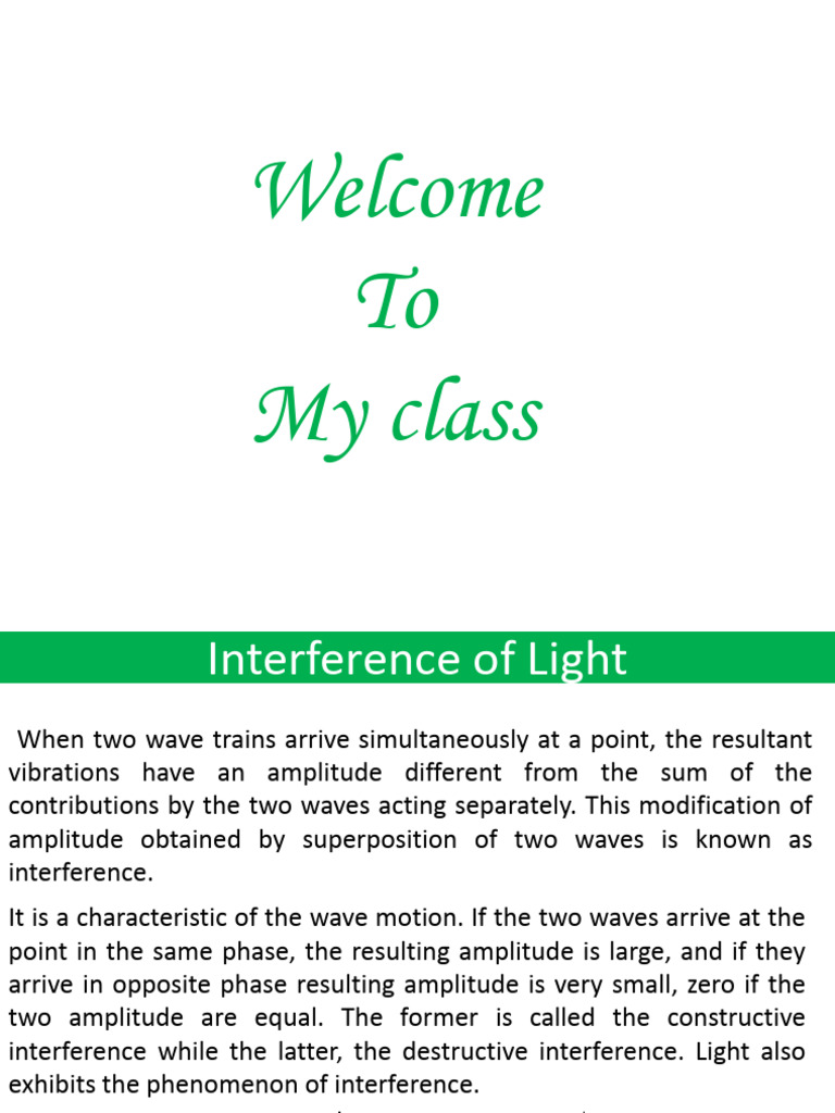 Understanding Light Interference Patterns | PDF | Waves | Physical ...