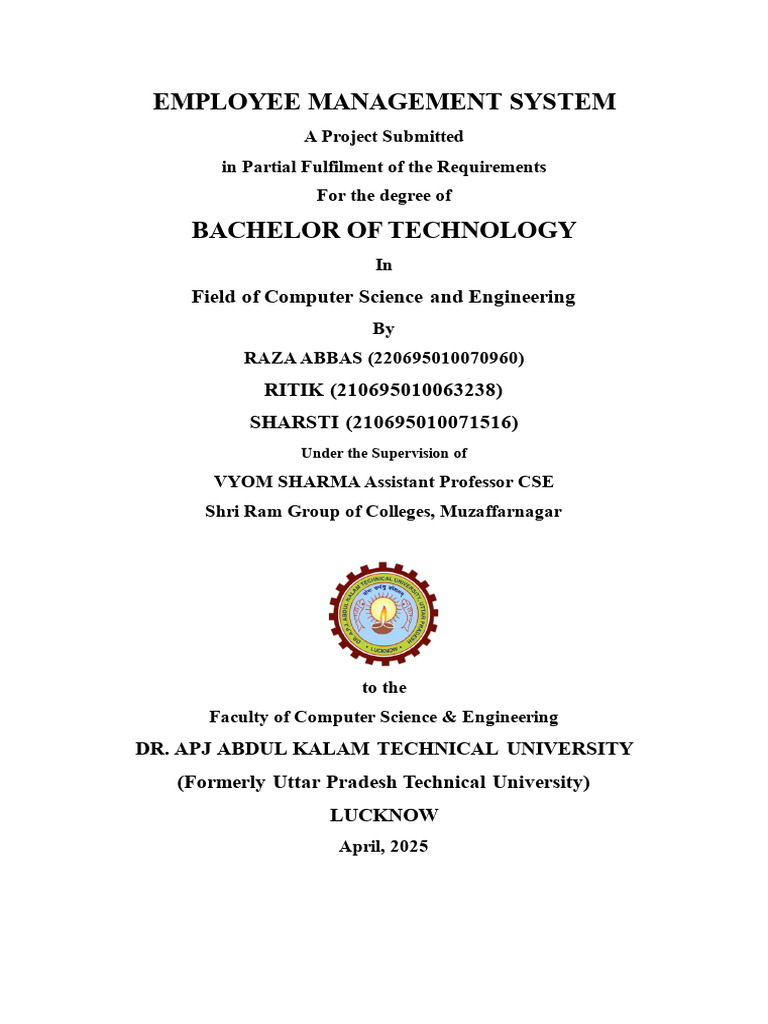 4th Project Front Page | PDF