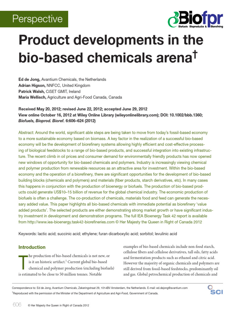 Product Developments in The Bio Based CH | PDF | Biogas | Chemical Industry