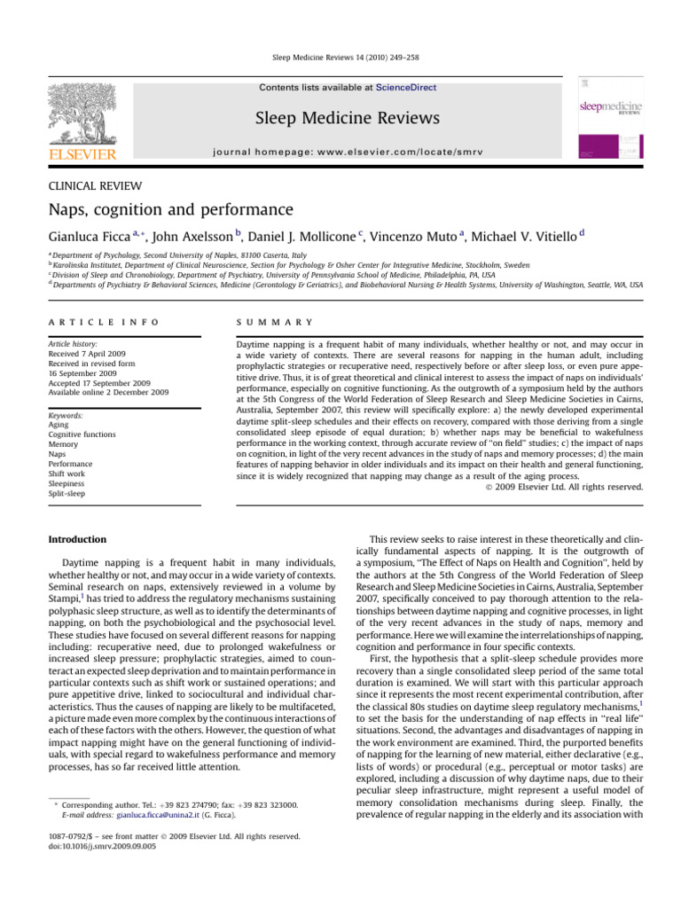 Naps and Their Impact on Cognition | PDF | Sleep | Sleep Deprivation
