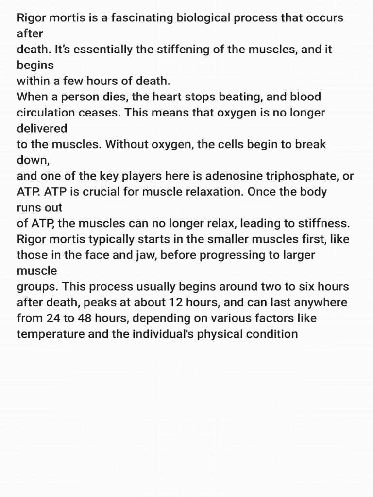 Rigor Mortis What Happen After Death | PDF