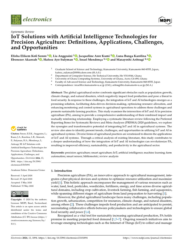 IoT and AI in Precision Agriculture | PDF | Machine Learning ...