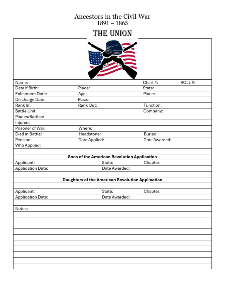 Ancestors in The Civil War Template | PDF