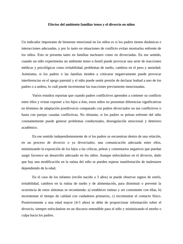 Impacto del Divorcio en Niños y Familias | PDF | Divorcio | Teoría de apego