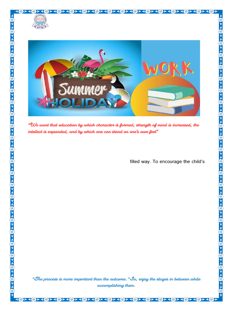 Class VII Summer Holiday Homework 2025 | PDF | Homework | Worksheet