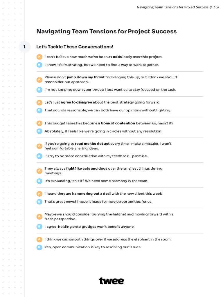 Twee - Navigating Team Tensions For Project Success | PDF | Conflict ...