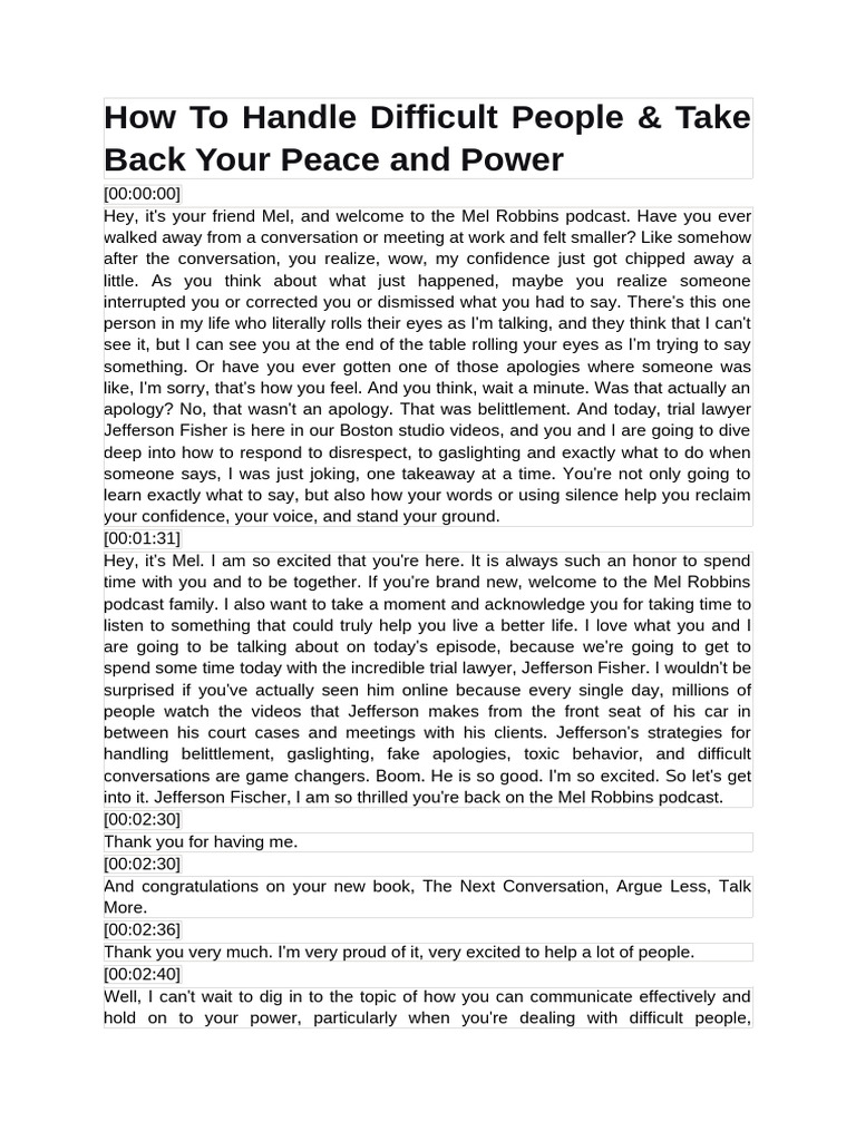 Mastering Conversations with Difficult People | PDF | Conversation