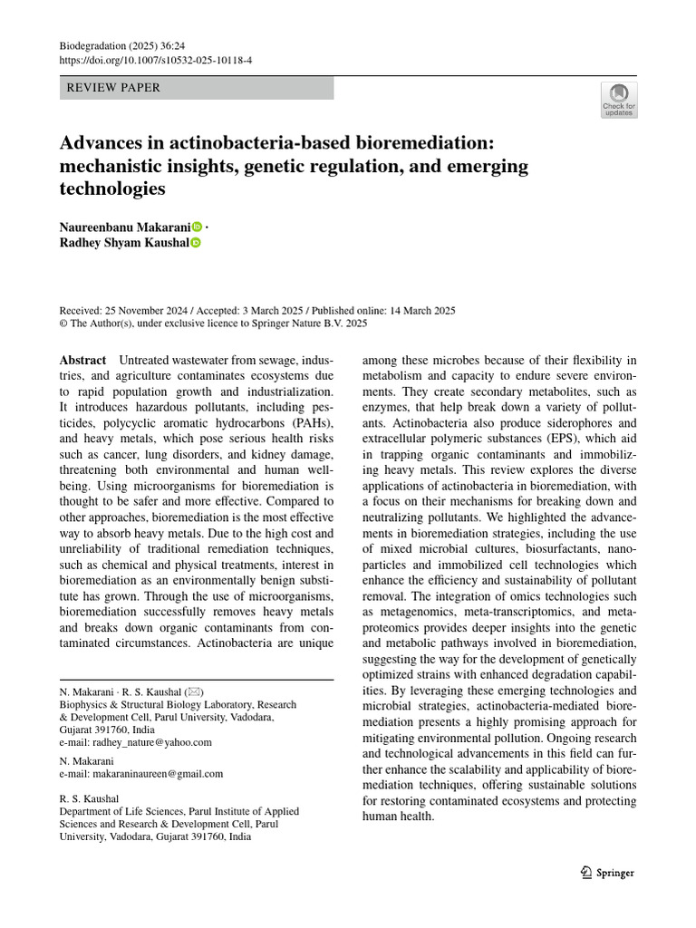 Actinobacteria in Bioremediation Advances | PDF | Polycyclic Aromatic ...