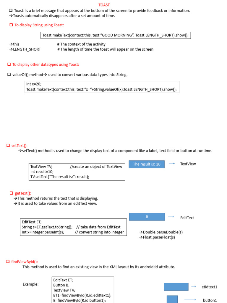 Android Toast and UI Methods Guide | PDF | Integer (Computer Science ...