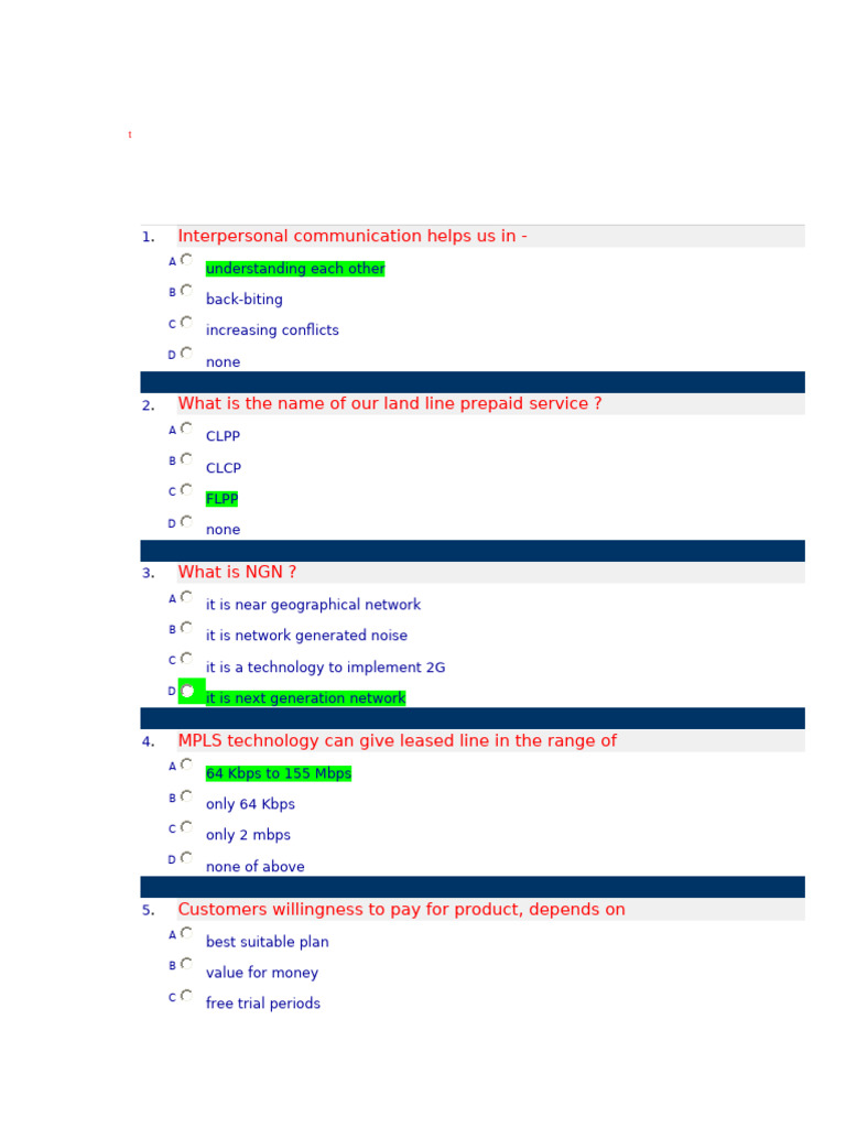 Mock Test 7 | PDF | Digital Subscriber Line | Telecommunications