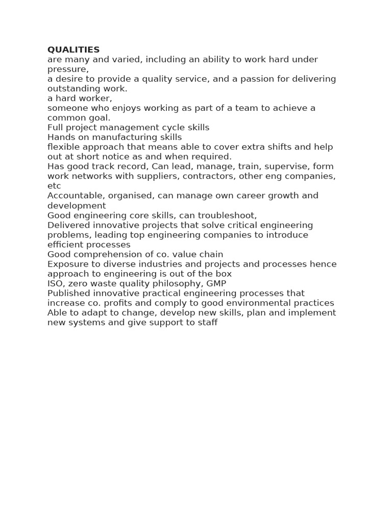 Key Qualities for Engineering Success | PDF
