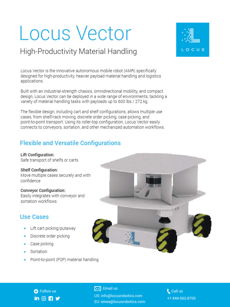 Locus Vector: High-Productivity AMR | PDF | Lidar | Robotics