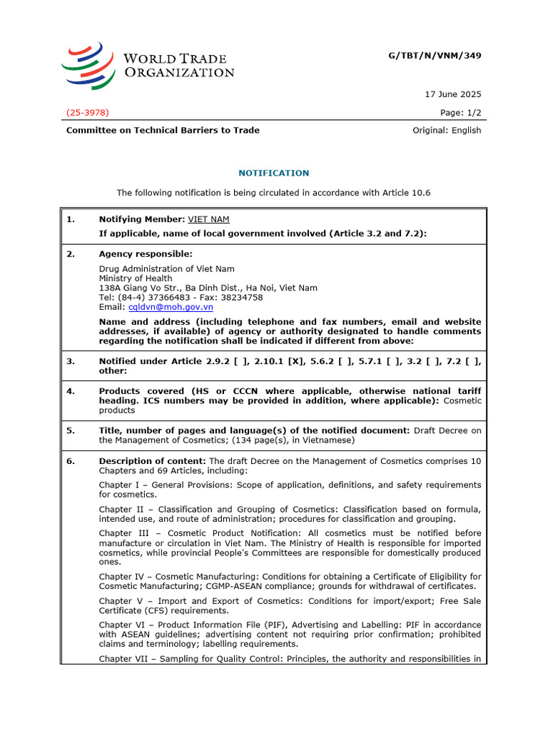 Draft Decree on Cosmetics Management | PDF | Government | Justice