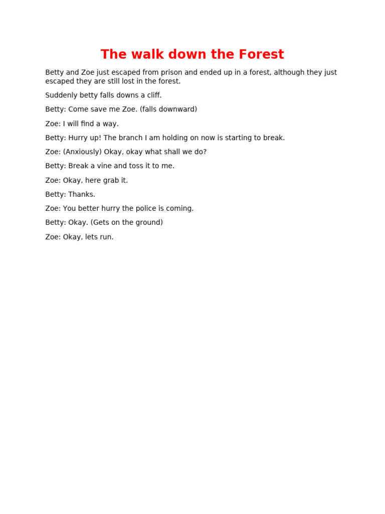 Forest Escape: A 10-Minute Play | PDF