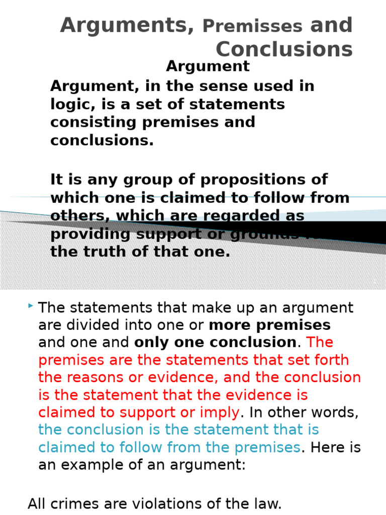 Understanding Arguments: Premises & Conclusions | PDF | Argument ...