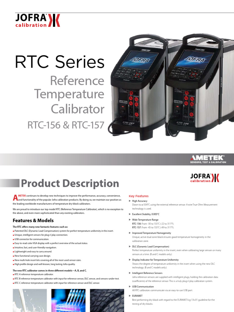 Reference Temperature Calibrator RTC 156 157 Datasheet Us | PDF ...