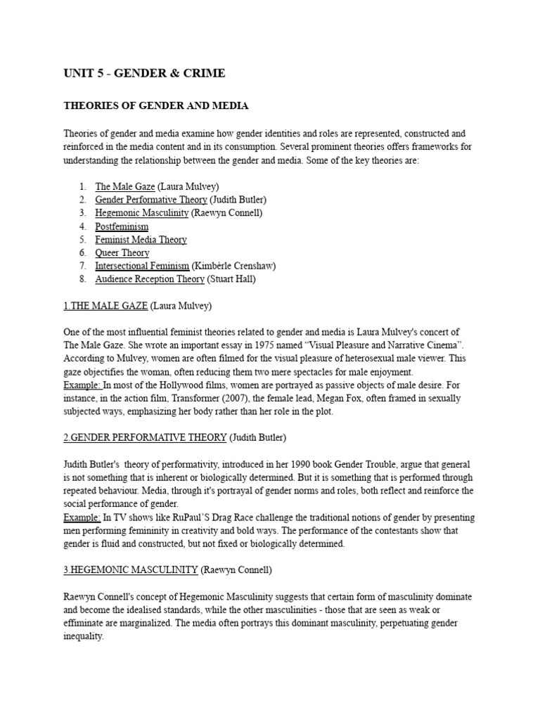 Theories of Gender and Media | PDF | Gender | Gender Studies
