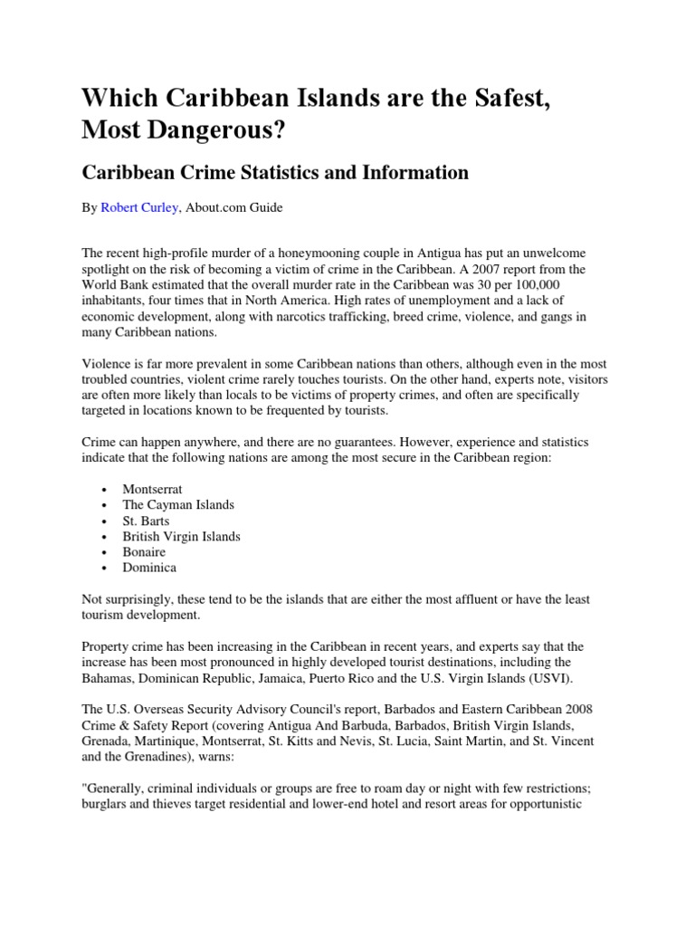 Which Caribbean Islands Are The Safest, Most Dangerous? Caribbean Crime Statistics and