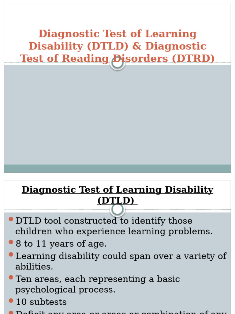 DTLD & DTRD Assessment Tools Overview | PDF | Perception | Child ...