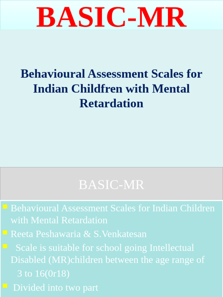 BASIC-MR Assessment for Intellectual Disabilities | PDF | Intellectual ...