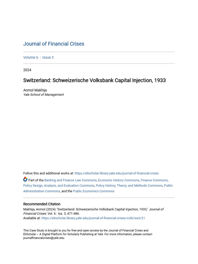Switzerland - Schweizerische Volksbank Capital Injection | PDF | Credit ...