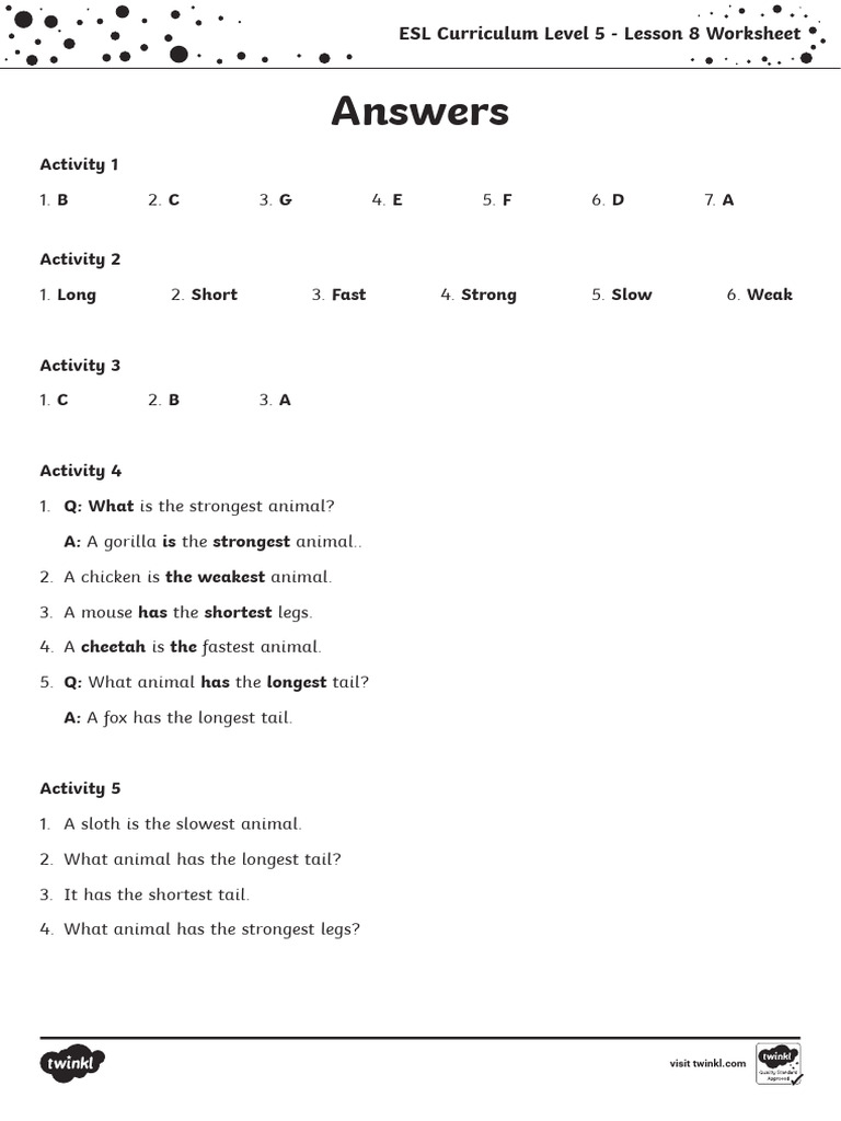 Lesson 8 - Level 5 Interactive Worksheet Answers | PDF