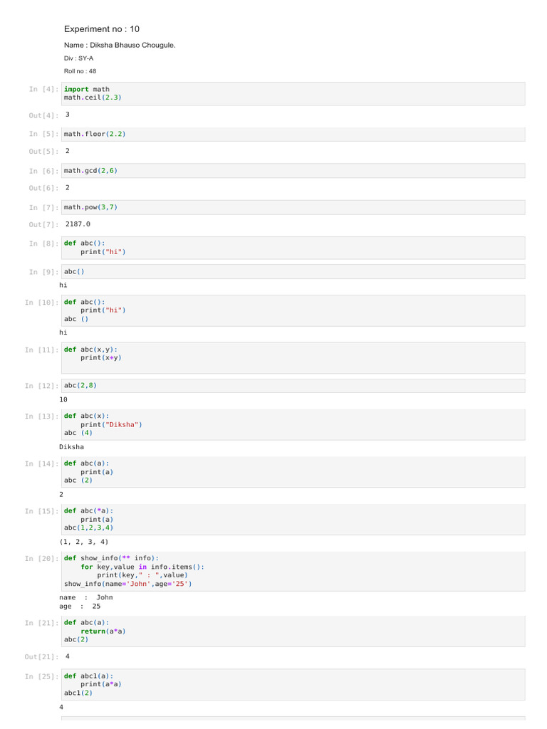Python Functions and Math Operations | PDF