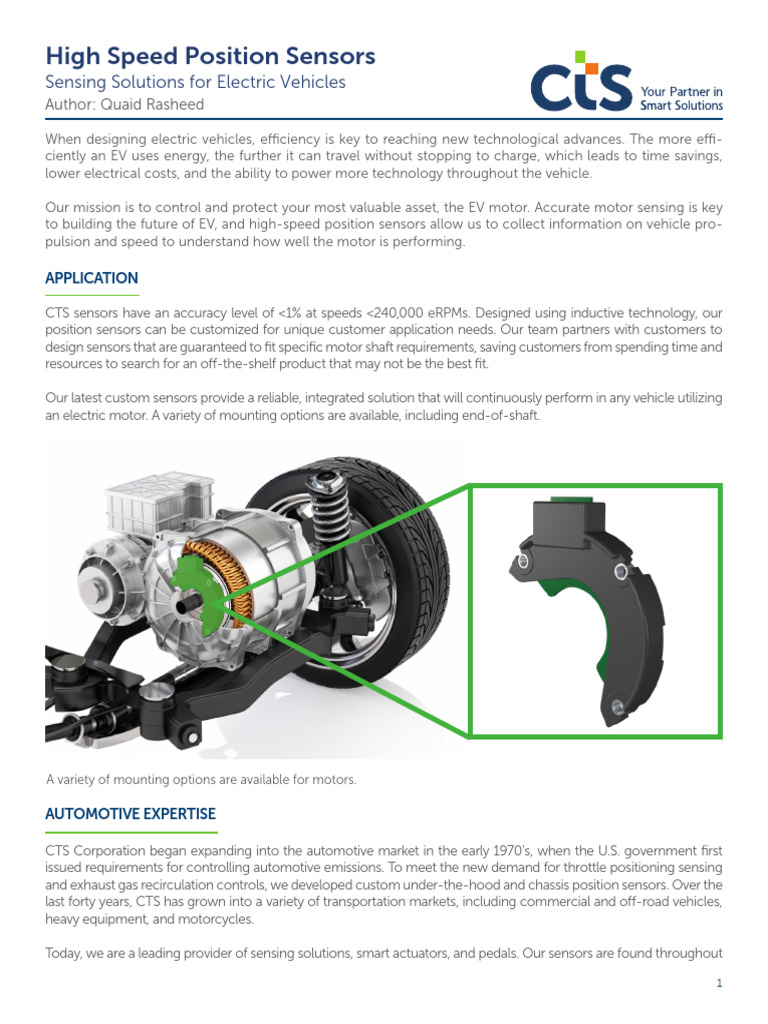 High-Speed Sensors for Electric Vehicles | PDF | Electric Vehicle