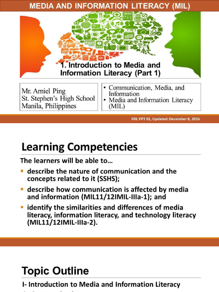 Introduction of Media and Information Literacy 1 | PDF