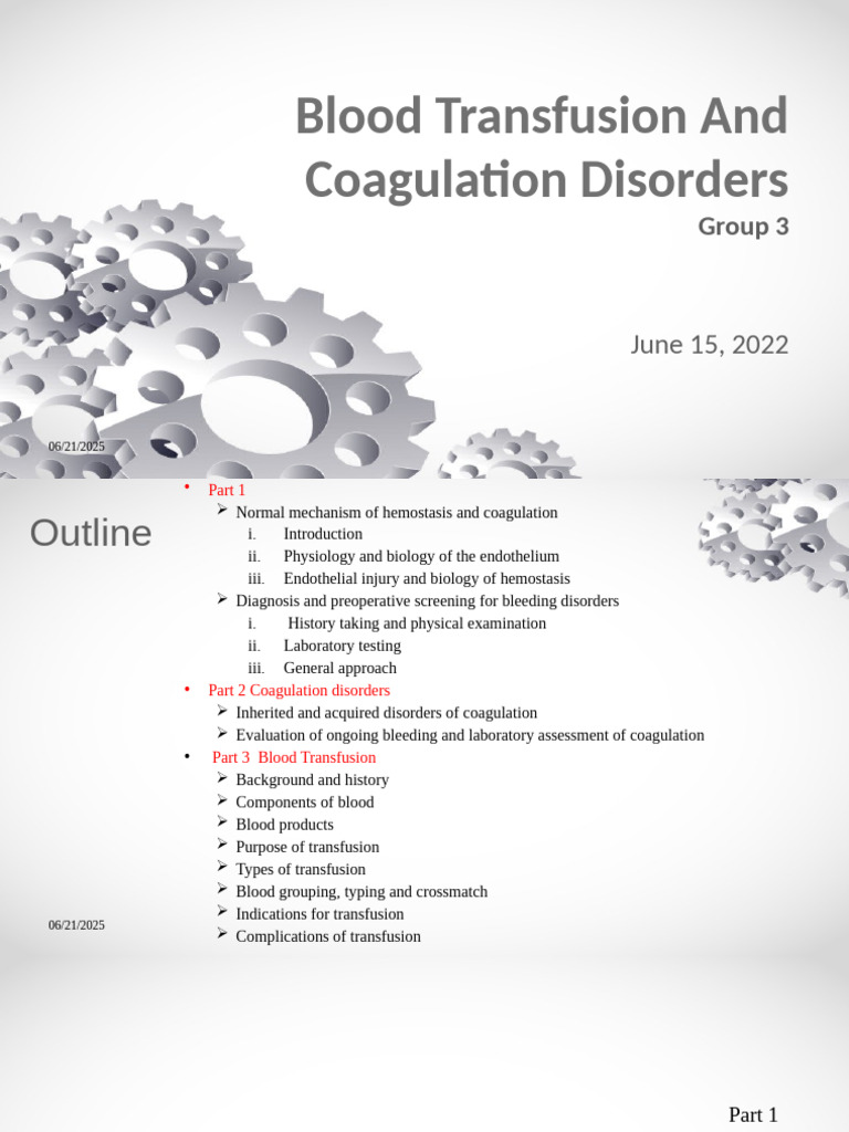 Blood Transfusion and Coagulation Disorders | PDF | Coagulation ...