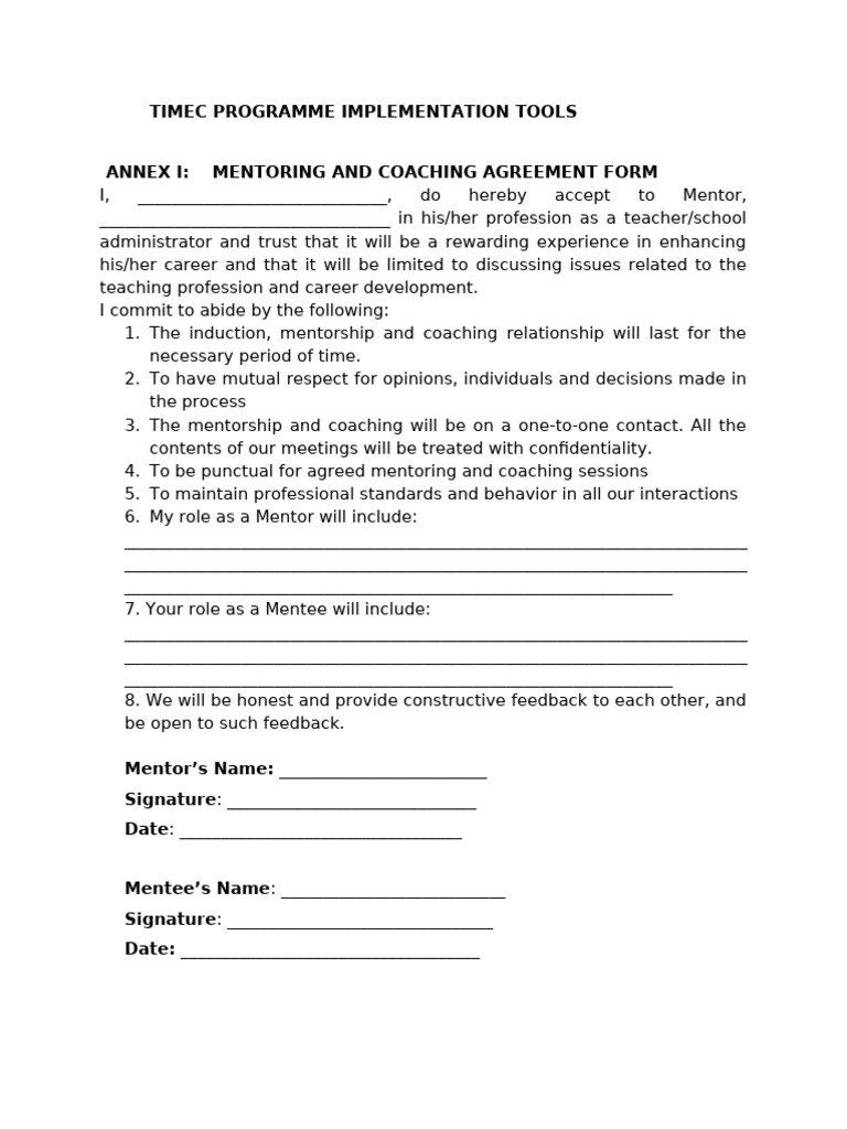 TIMEC Programme Mentorship Tools | PDF | Mentorship | Applied Psychology