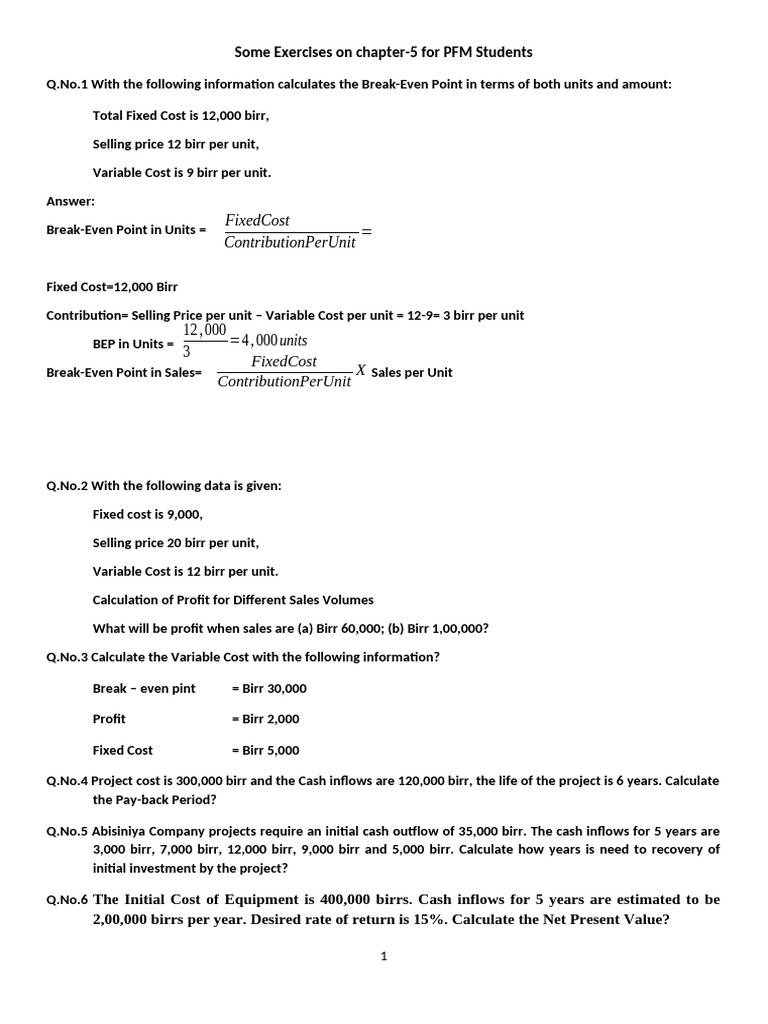 Financial Calculations for PFM Students | PDF | Net Present Value ...