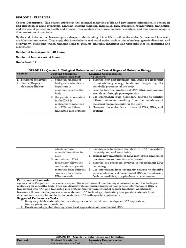 Biology 3: Genetics and Evolution Course | PDF | Evolution | Genetics